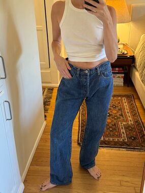 Vintage Blue Boyfriend Jeans - Mid Wash